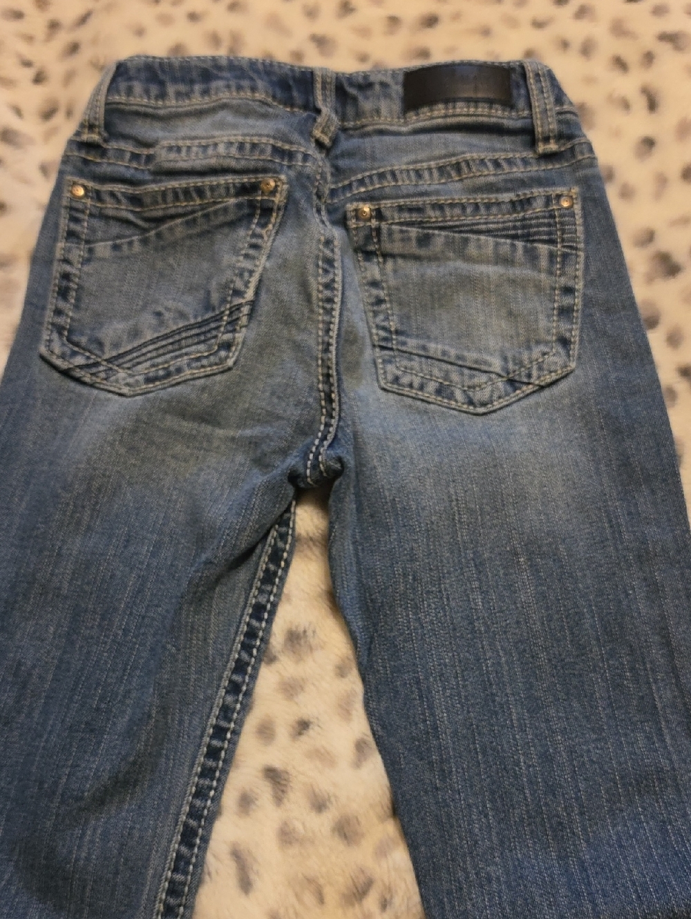 Girls Buckle Blue Denim Jeans - Back Pocket Detail
